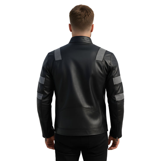 Blaze Edge Black Retro Lambskin Mens Moto Zip Leather Jacket