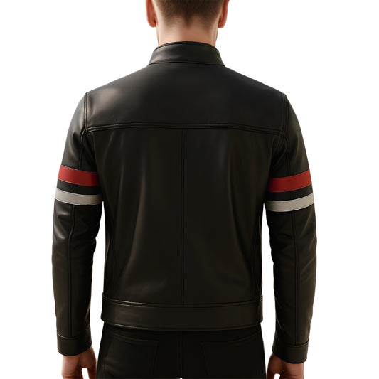 Ember Forge Deep Black Lambskin Roadster Leather Jacket for Men