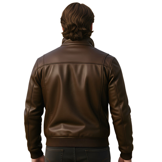 Forge Haven Metropolis Chocolate Brown Mens Lambskin Leather Racer