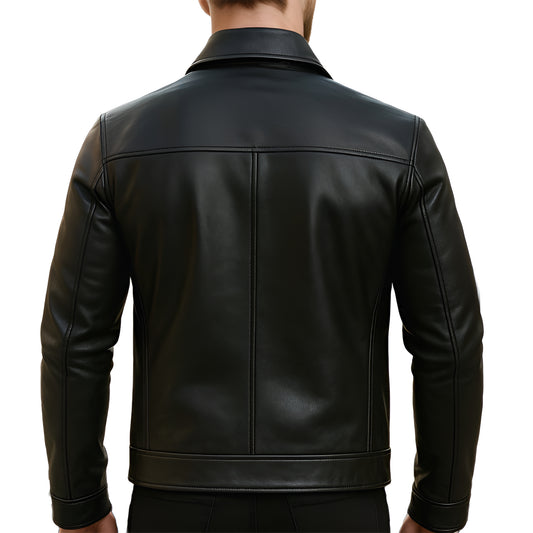 Chrome Wolf Bold Streetwear Black Mens Lambskin Leather Jacket