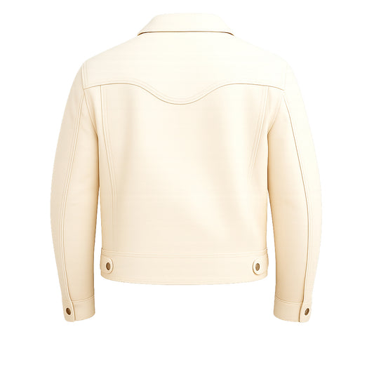 Chrome Rider Men’s Genuine Beige Lambskin Zipper Leather Jacket