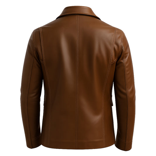 Asphalt Edge Brown Lambskin Mens Quilted Rider Leather Jacket