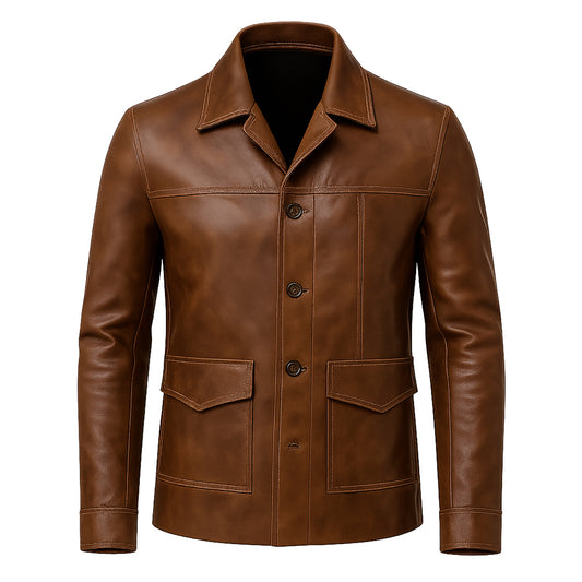 Asphalt Edge Brown Lambskin Mens Quilted Rider Leather Jacket