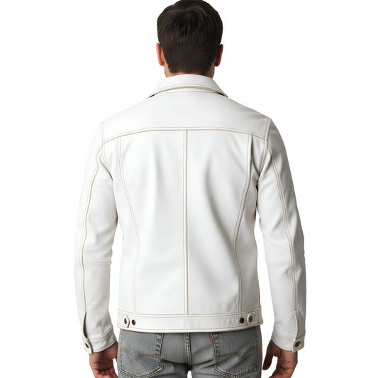 Ghost Rider Deep White Mens Leather Jacket