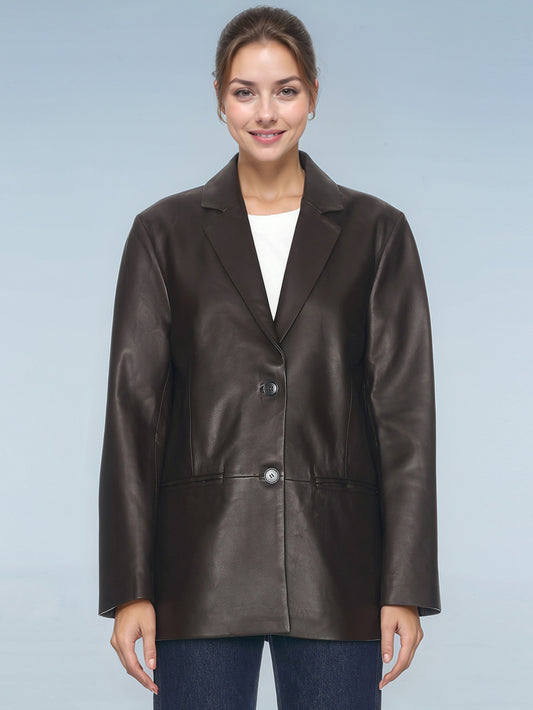 Brooke Contemporary Tailored Leather Blazer for Modern Chic
