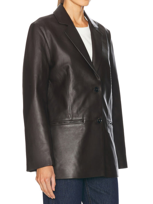 Brooke Contemporary Tailored Leather Blazer for Modern Chic