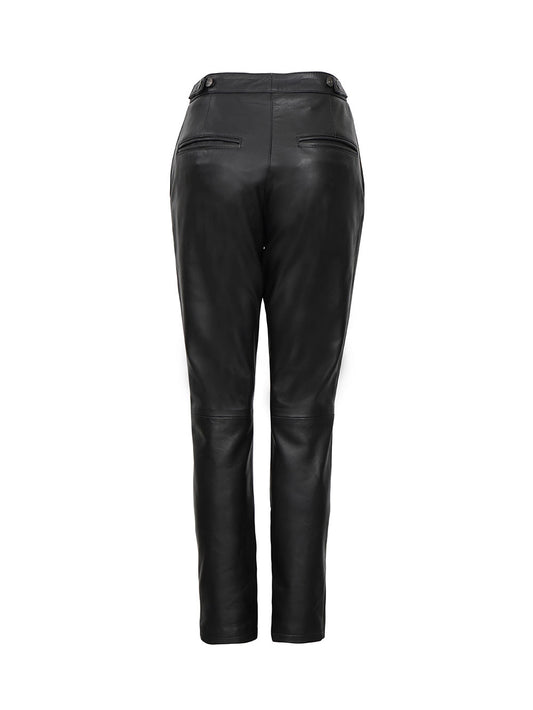 Celeste Noir Straight-Leg Leather Pants