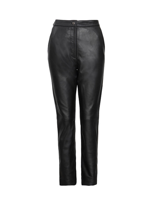 Celeste Noir Straight-Leg Leather Pants