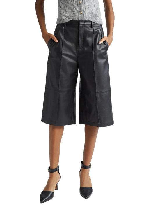 Classic Leather Bermuda Shorts for Effortless Style