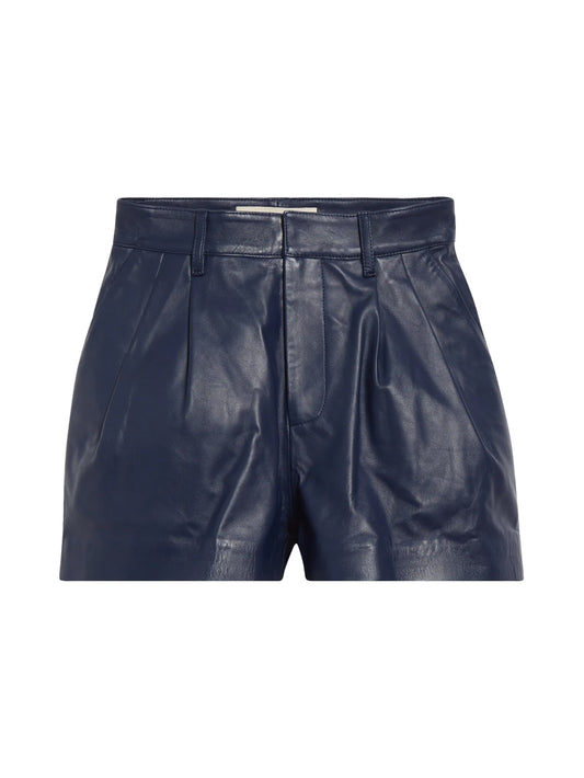 Elegant Pleated Leather Shorts with Modern Flair