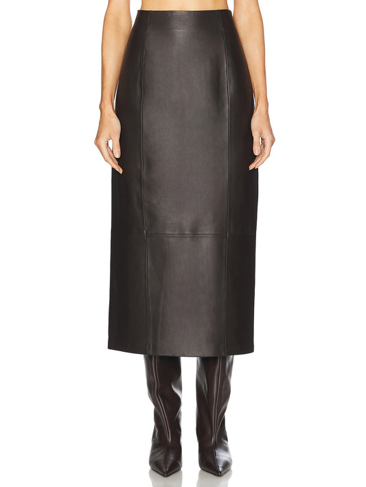 Sienna Luxe High-Waist Leather Skirt with Tailored Charm