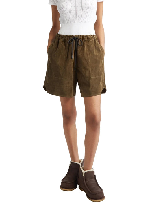 Suede Drawstring Waist Shorts for Relaxed Luxury