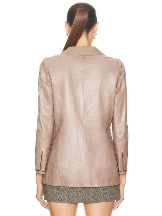 Timeless Elegance Luxe Leather Blazer for Sophisticated Style