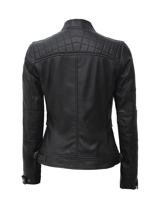 Velocity Quilted Leather Cafe Racer Jacket