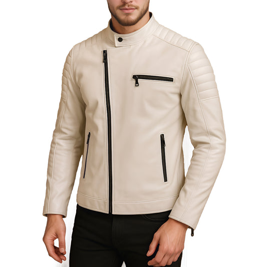 Phantom Forge City Style Lambskin Bomber Beige Jacket for Men