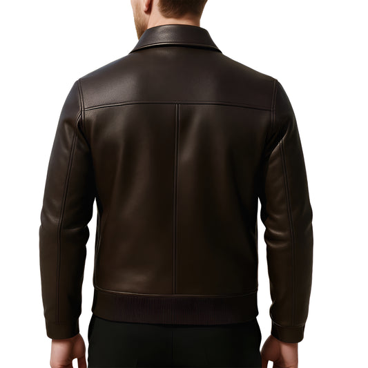 Asphalt Forge Urban Edge Chocolate Brown Lambskin Leather Jacket for Men