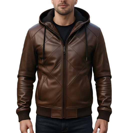 Iron Grain Vintage Brown Mens Nappa Lambskin Leather Roadster