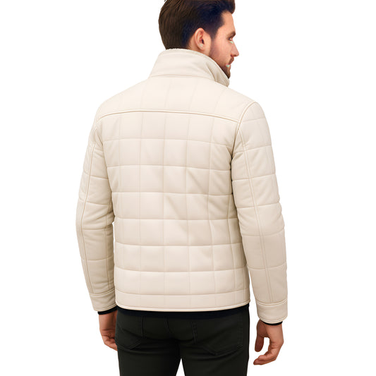 Aero Hide Urban Beige Mens Leather Moto Jacket