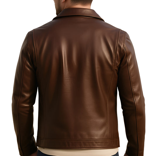 Asphalt Trail Shadow Brown Mens Leather Biker Jacket