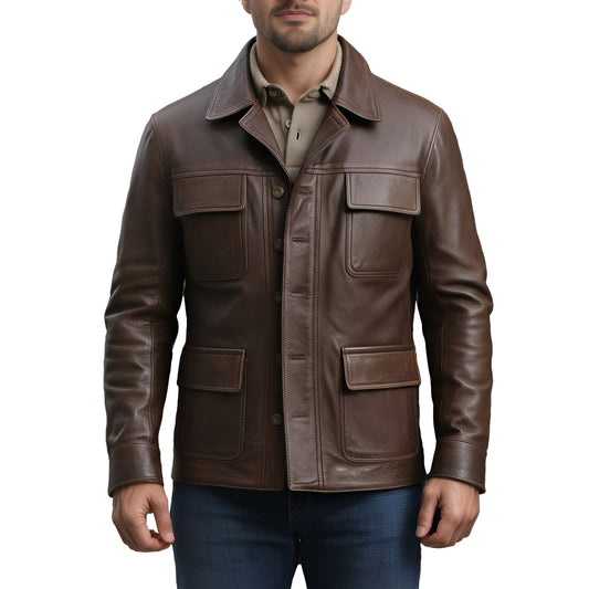 Chrome Forge Pure Chocolate Brown Mens Leather Fashion Jacket